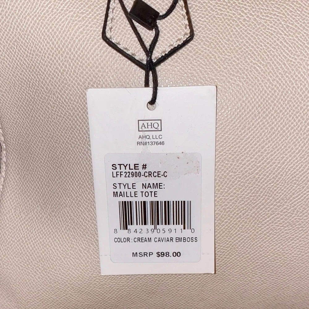 NWT!! London Fog Large Maille Tote Shoulder Bag 100th Anniversary Cream Caviar - Picture 3 of 14